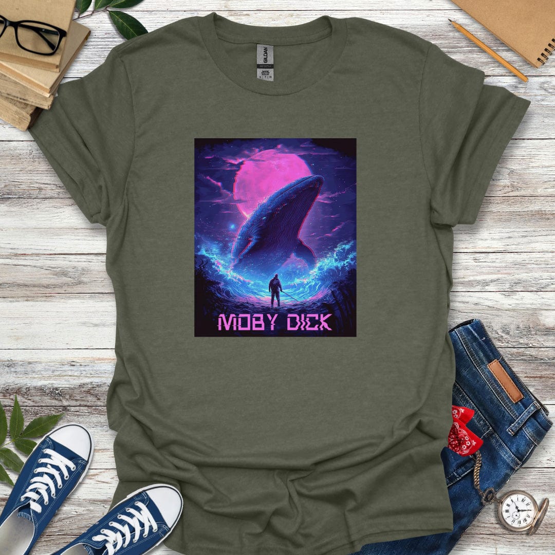 Moby-Dick By Herman Melville Synth Glitch Style Graphic T-Shirt
