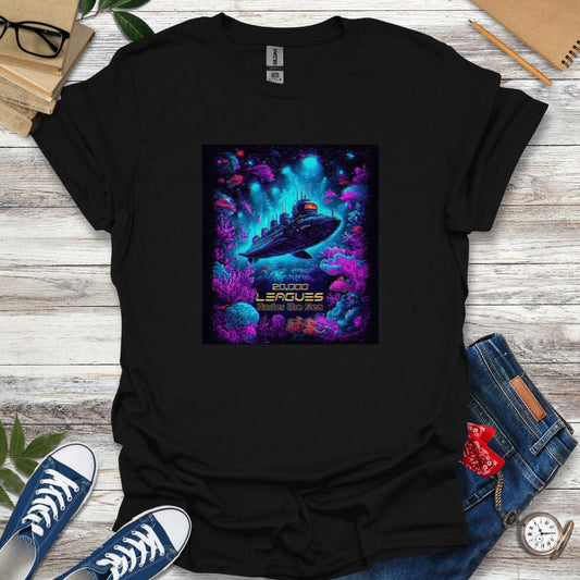 20000 Leagues Under The Sea 80's Synth Glitch Style Graphic T-Shirt