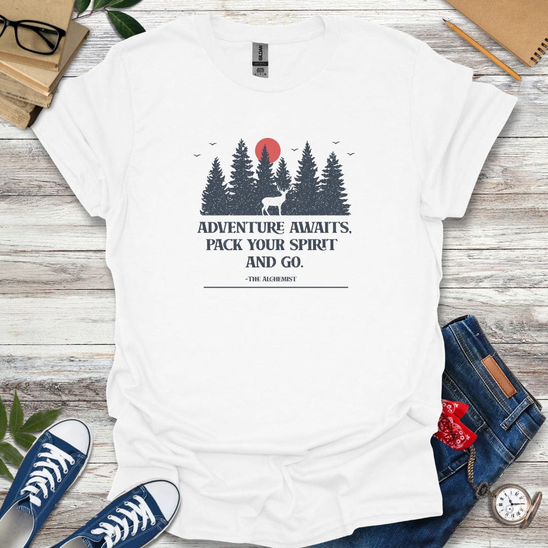 Adventure Awaits. Pack Your Spirit And Go- The Alchemist Quote T-Shirt